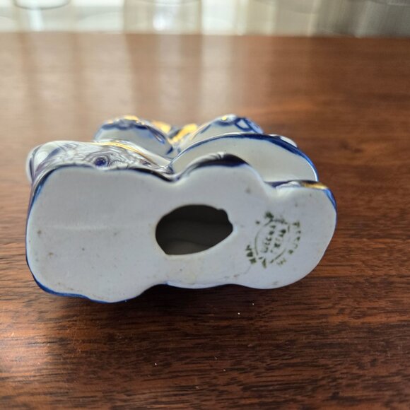 Set of 3 Gzhel Figurines Hand Painted Gilded Porcelain VTG Bunny Cat Rooster Pig - Picture 9 of 16